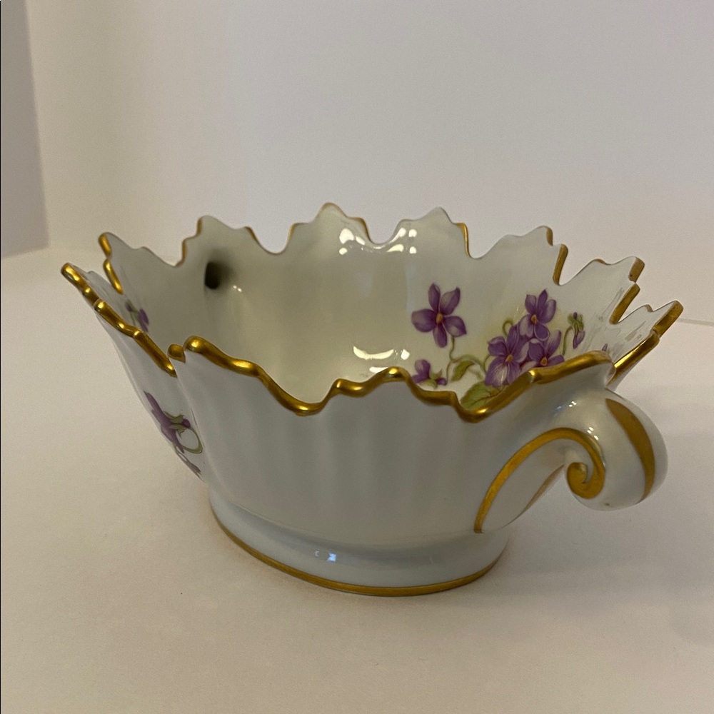Vintage Limoges France Dish Candy Trinket Porcelain Violets Floral Gold Gilt Rim - Picture 4 of 16